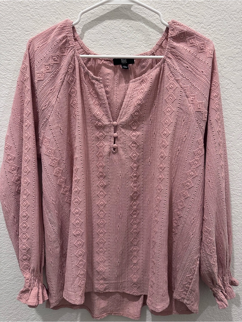 Frye Dusty Rose Pink Eyelet Peasant Blouse